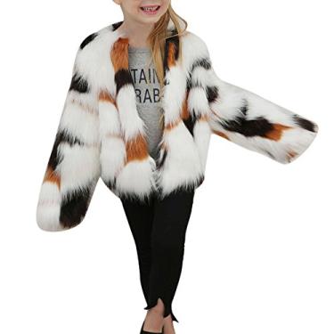 Imagem de Casaco longo de pelúcia sintético para bebês meninas de inverno infantil jaqueta de lã de manga comprida quente roupas para uso externo, Marrom, 4 Anos