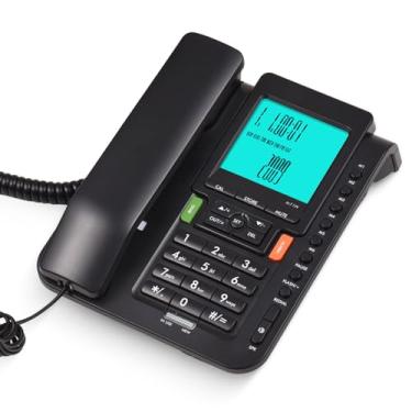 Imagem de Moniss Telefone com fio Mesa Telefone fixo Telefone DTMF/FSK Sistema duplo Um botão Suporte para botão de memória Viva-voz/Rediscagem/Flash/Discagem rápida/Controle de volume do toque Som de