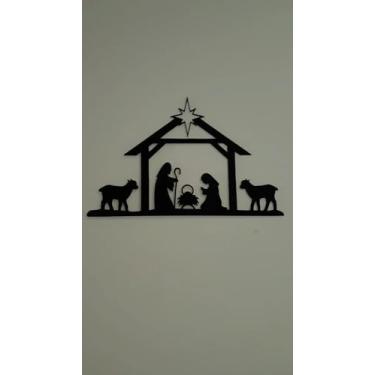 Imagem de Quadro Decorativo Presépio Natalino Enfeite Muito Lindo MDF 3mm (52Lx 33A cm)