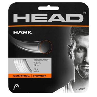 Imagem de HEAD Cordão de raquete de tênis Hawk 40' - Cordão de raquete de monofilamento calibre 18, branco