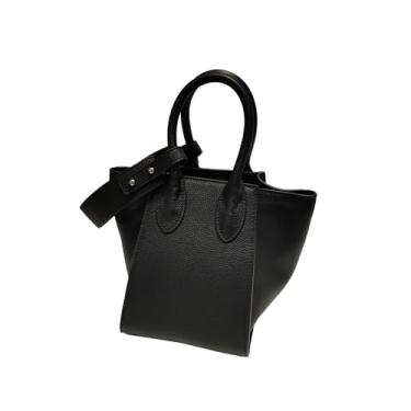 Imagem de Bolsa de ombro em couro legítimo com alça superior para mulheres Bolsa tipo pasta Bolsa com alça ajustável (D)