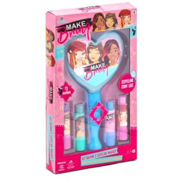 Imagem de Kit Maquiagem Infantil Espelho C/Luz Batom Polibrinq