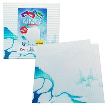 Imagem de SCS Direct Brick Building Blocks Baseplates com padrão artístico - Grandes placas de base de dupla face de 10 "x10" (2 pacotes) para mesas d