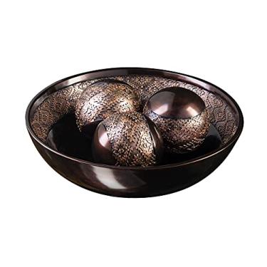 Imagem de Creative Scents Conjunto de tigelas decorativas Dublin marrom com esferas - decorações de mesa de centro - decoração de mesa de café - decorações de casa para decoração de sala de estar, centros de