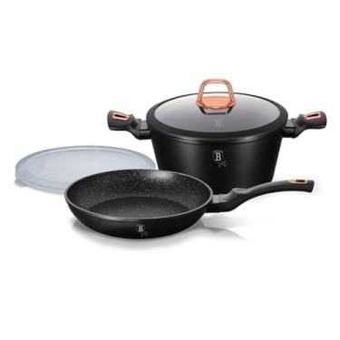 Imagem de Jogo Panela e Frigideira Tripla Camada de Marmore 24cm Black Rose Gold Berlinger Haus