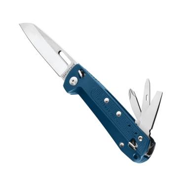 Imagem de Couro – Canivete de bolso K2 EDC gratuito e multiferramenta com trava magnética, alças de alumínio e clipe de bolso, construído nos EUA, 832897, Azul marino