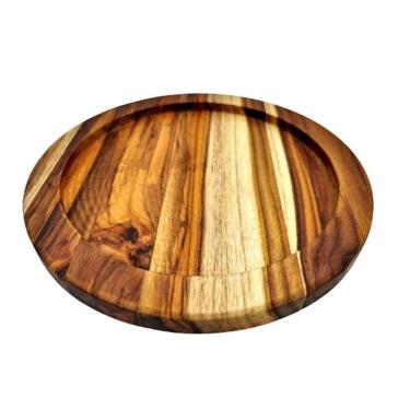 Imagem de Gamela Bandeja Redonda para Servir 26x26cm Em Madeira Teca