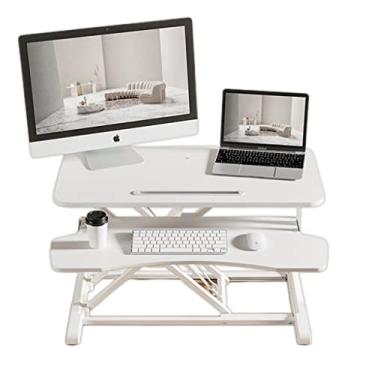 Imagem de Conversor de mesa em pé, elevador de mesa de 55 cm, mesa de escritório em casa ajustável em altura com bandeja de teclado, moldura de aumento de computador, até 15 kg (Cor: B, Tamanho: 80 * 40 *