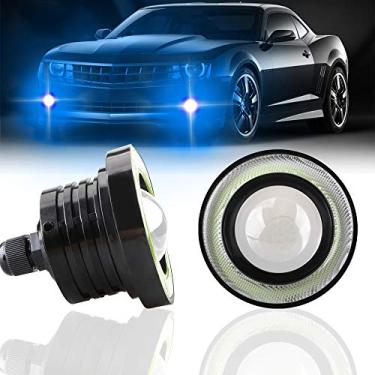 Imagem de KaiDengZhe 2 peças super brilhante projetor de 3,5 polegadas luz de neblina LED universal 12 V 10 W gelo azul COB halo anéis de olho de anjo para moto farol carro luz de corrida diurna DRL luz de