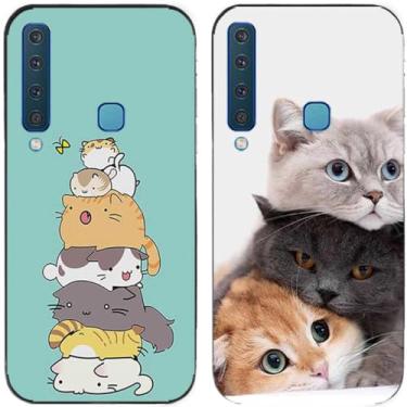 Imagem de Capa de telefone traseira de silicone em gel TPU com estampa de pilha de gato fofo para Samsung Galaxy All Series (Galaxy A9 2018)