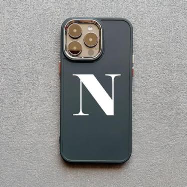 Imagem de Capa de telefone fashion inicial com 26 letras AZ para iPhone 14 15 13 12 11 Pro Max X XS XR 7 8 Plus SE20 Capa macia em negrito branco, N, para iphone14 pro max