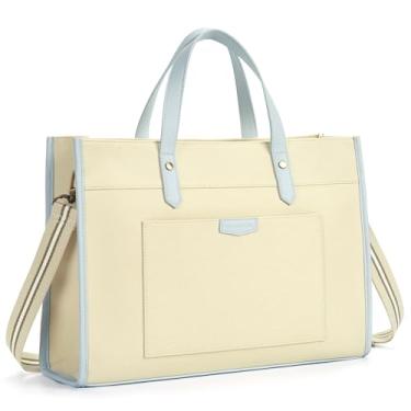 Imagem de Bolsa de Lona Missnine, para Notebook de 15,6 polegadas, Bolsa de Ombro e Mão, Pasta Casual para Viagem, Escritório, Faculdade, Azul Claro