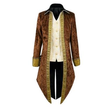 Imagem de IWQBQ Fantasia de pirata masculina jaqueta medieval renascentista casaco gótico de vampiro, Yt2306bn, XXG