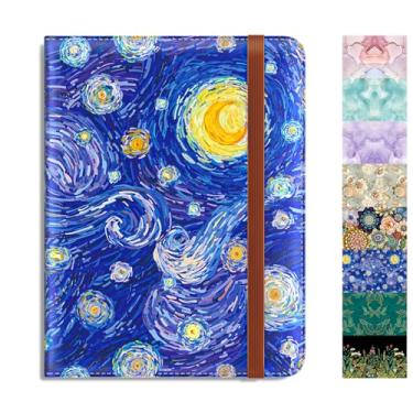 Imagem de Rimilak Porta-passaporte, carteira de passaporte com bloqueio de RFID com janela transparente para passagem aérea, protetor organizador de documentos de viagem de couro para mulheres e homens, Céu