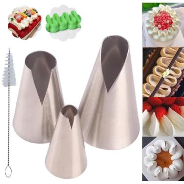 Imagem de MDLJG Pontas de confeitar bolo, conjunto de pontas de tubulação russas, kit de tubulação de bicos ondulados em forma de V - Ferramenta de bocal de confeiteiro DIY para cupcakes (em forma de V)