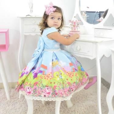 Imagem de Vestido Galinha Pintadinha Luxuoso Azul - Moderna Meninas