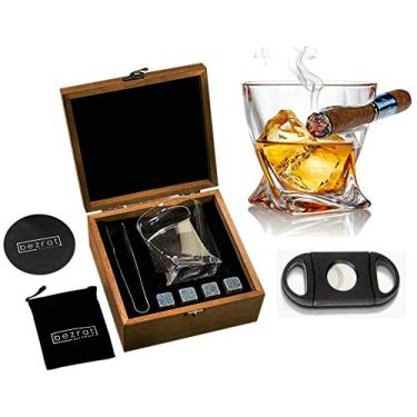 Imagem de Óculos de uísque Bezrat com suporte lateral, 255 ml + pedras de refrigeração e acessórios Whisky em caixa de presente de madeira – Conjunto de Bourbon Scotch para pai, marido, dia dos pais, aniversário, 1