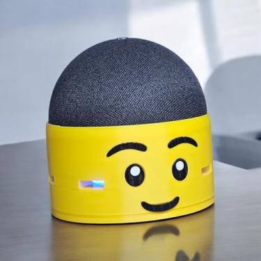 Imagem de Suporte Alexa Echo Dot 4 ou Echo Dot 5 tema LEGO. Decoração, presente, escultura, musica