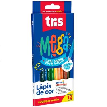 Imagem de Lápis de Cor 12 Cores Escolar Cores Vibrantes Mega Soft Color Tris Caixa com 12 Lápis Triangulares