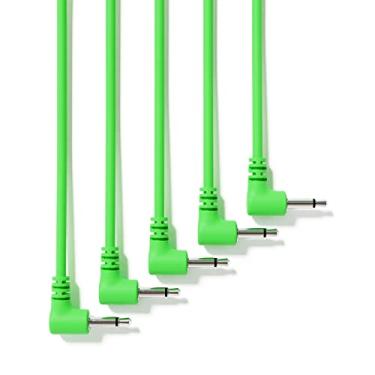 Imagem de ExcelValley - Pacote com 5 - Cabos de Patch Mono Modular de Ângulo Reto - Sintetizador Eurorack de 3,5 mm 1/8" [Verde | 60 cm - 23,62"]