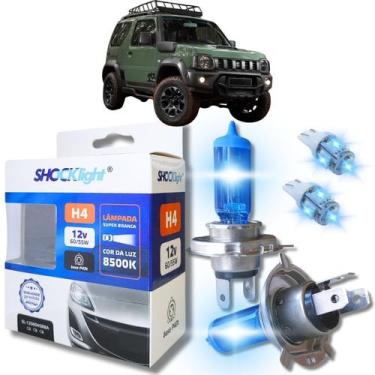 Imagem de Kit par lâmpadas super branca conector h4 8500k shocklight + par leds 