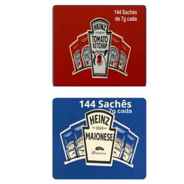 Imagem de Kit Maionese e Ketchup Heinz com 144 Sachês em cada Caixa