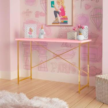 Imagem de Aparador Industrial Infantil Princesa Aço Carbono KLM, Dourado/Rosa