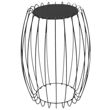 Imagem de Mesa Apoio Lateral 43 cm Tampo Vidro Preto Base Metal Preto Nacc - Nac