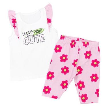 Imagem de Conjunto Verão Infantil Babado Cotton Floral Menina Creme - Fantoni, 2