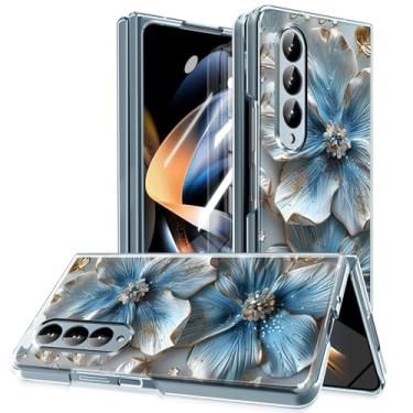 Imagem de MIDIIUGCT Capa magnética para Galaxy Z Fold 4, círculo magnético integrado e carregamento sem fio, capa à prova de choque de grau militar para Z Fold 4 [flor de alvo] MUS-CXDZ-02-16