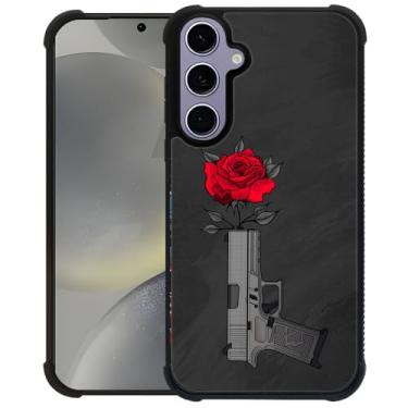 Imagem de Yicomon Capa para celular compatível com Samsung Galaxy S24, estampa rosa na arma, durável, moderna, engraçada, capa protetora macia antiarranhões à prova de choque