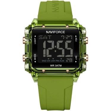 Imagem de Relógio Esportivo Feminino Quadrado Digital Pulseira De Silicone Verde Musgo
