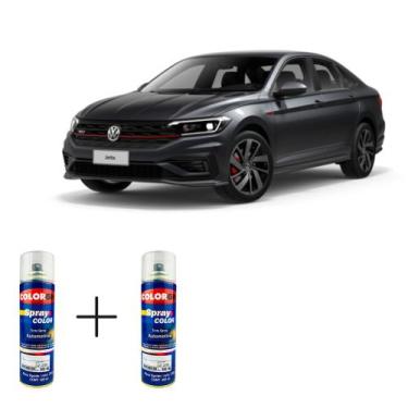 Imagem de Spray automotivo cinza platinum vw + verniz spray 300ml - Sherwin Will