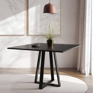 Imagem de Mesa De Jantar Mônaco 110cm Tampo Preto Pés Preto
