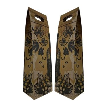 Imagem de Kit 2 Sacolas Garrafa Vinho Champagne Reforçada Kraft 220g/m Unicor