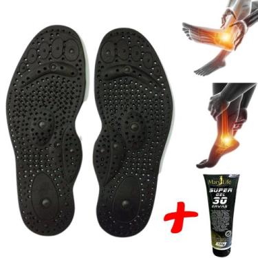 Imagem de Kit Palmilha Magnética Insole Carvão Para Dores no Calcanhar + Gel 30 
