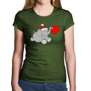 Imagem de Baby Look Algodão Elefante Noel - Foca na Moda, Musgo, GGG