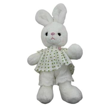 Imagem de Coelha de Pelúcia com Vestido de Quadrados Verdes - 38cm - 1 unidade -