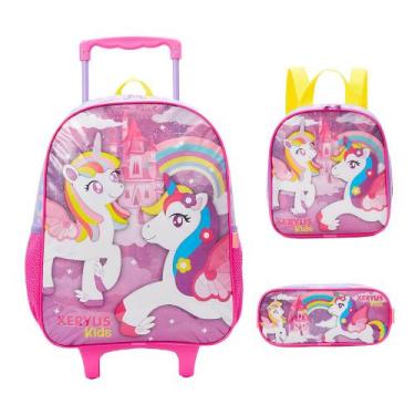 Imagem de Kit Mochila com Rodas 16 Xeryus Infantil Unicornio 13660 com Lancheira