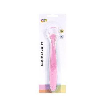 Imagem de Colher De Silicone Bebe Introdução Alimentar Macia Baby Style, Rosa