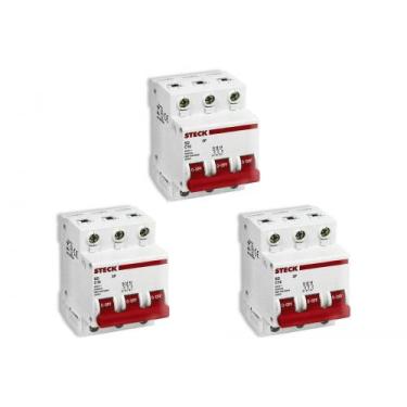Imagem de Kit C/3 - Disjuntor Steck Din Tripolar 10A Sd63 C Sdd63C10