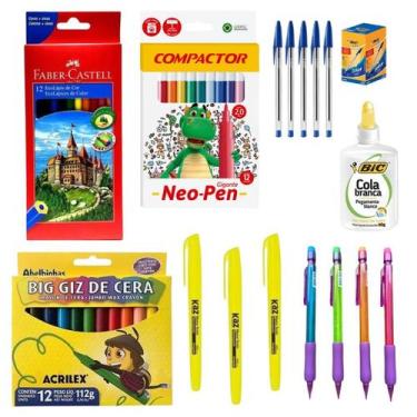 Imagem de Kit Material Escolar Completo 49 Unidades Volta ás Aulas  - KAZ Zoo