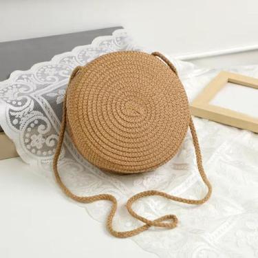 Imagem de Kit 2 Bolsas Pequenas Palha Sintética Redonda Alça Corda - Shop Altern