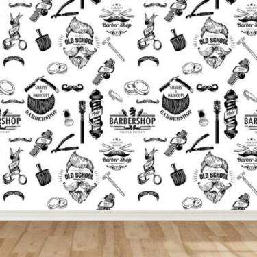 Imagem de Papel De Parede Adesivo Casual Barbearia Cabeleireiro Branco - Final D