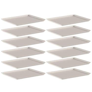 Imagem de 12 Bandejas para Servir 27x22cm Bege Ou Plásticas Restaurante Hotel Refeitório