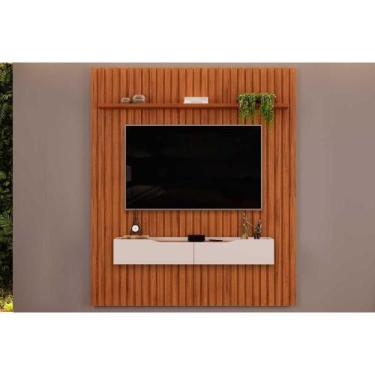 Imagem de Estante p/ Sala até 65 Pol Pratic Ripado c/ 2 Gavetas 183x240cm Freijó