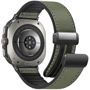 Imagem de WestEagle Pulseira magnética de couro para relógio compatível com Samsung Galaxy Watch Ultra de 47 mm (2025/2024), design de fivela magnética, pulseiras de substituição clássicas ajustáveis para
