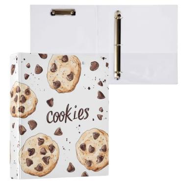Imagem de Fichário de 3 anéis de biscoitos marrons com feijão de chocolate, fichário decorativo de 3,8 cm com prancheta e 3 bolsos transparentes, comporta 200 folhas de papel tamanho A4 fichários à prova d'água