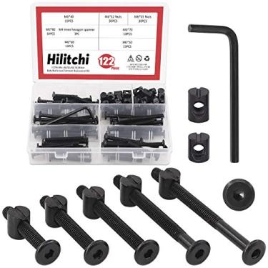 Imagem de Hilitchi M6 120Pcs Parafusos de Cabeça Sextavada Preta Parafusos de Barril Porcas de Ferragens Kit Sortido para Berço Cama de Bebê Móveis Berços e Cadeiras (40 Mm/50 Mm/60 Mm/70 Mm/80 Mm-Kit Sortido)