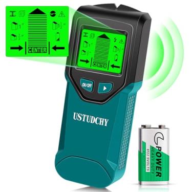 Imagem de Localizador de pinos – Scanner de parede eletrônico 5 em 1, sensor de pino com visor LCD digital e chip inteligente inteligente, detector de parede para vigas de madeira AC Wire Metal Studs (azul